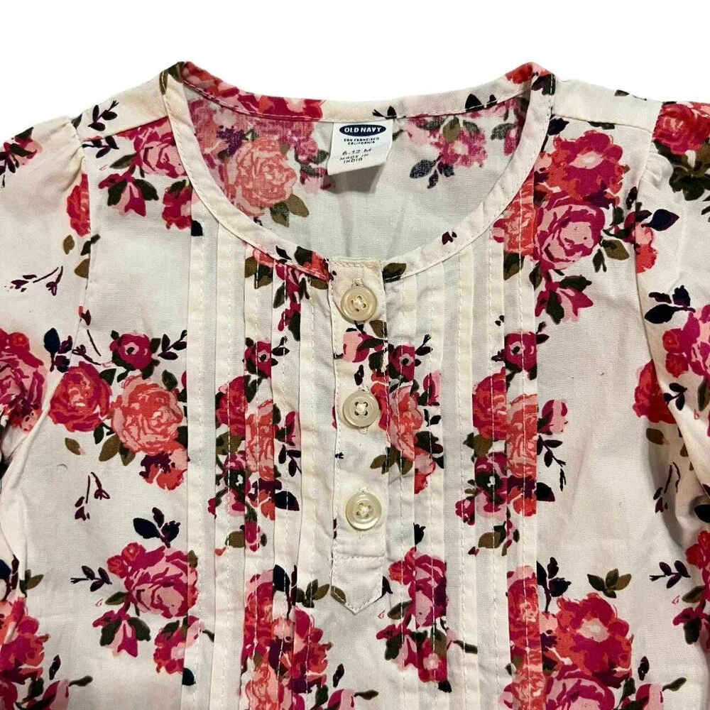 Old Navy 6-12m Floral Rose Print Peplum Blouse